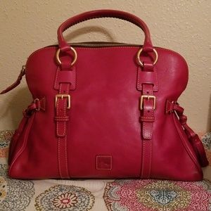Raspberry Florentine Domed Buckle Satchel